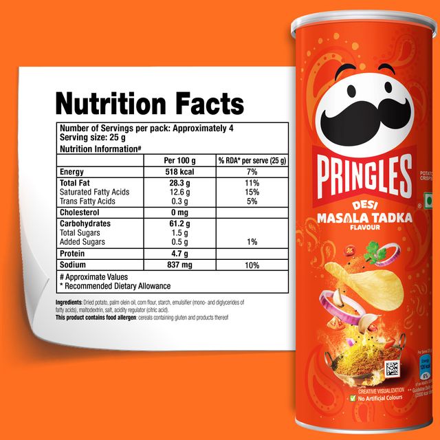 Kellogg's Pringles Potato Chips Desi Masala Tadka Flavour