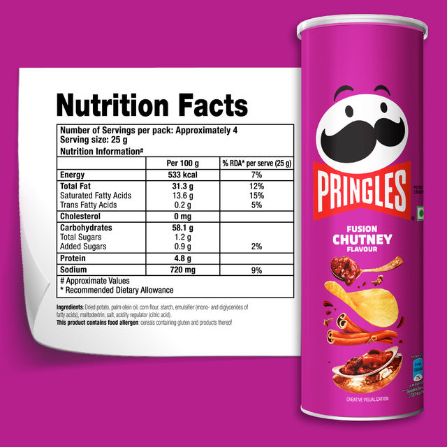 Pringles Fusion Chutney Potato Crisps 