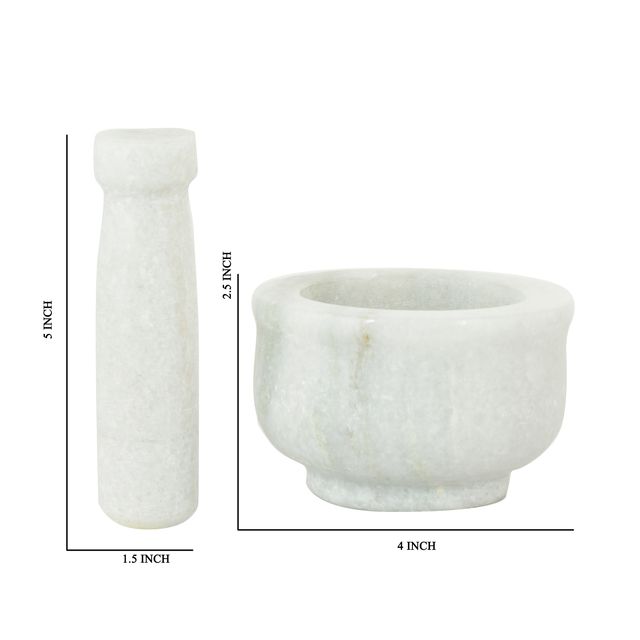 Oggn Marble Okhali Set Mortar Pestle 4x2.5