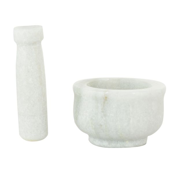 Oggn Marble Okhali Set Mortar Pestle 4x2.5
