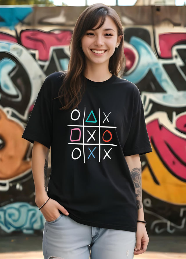 Smartees Women's Oversize Printed T-shirt | WW - 2047 | Black - M