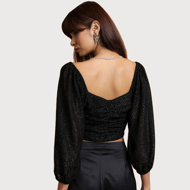 Buy Tokyo Talkies Women's Sweetheart Neckline Ruched Puff Sleeves