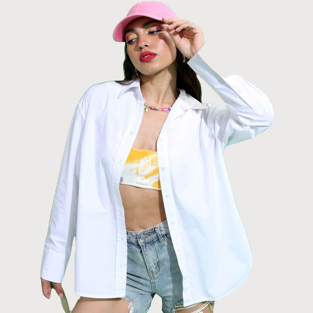SHE Tokyo Ray ホワイト　シャツ SHE TOKYO◇Tory whiteシャツワンピース/FREE/ポリエステル/WHT/S-BL