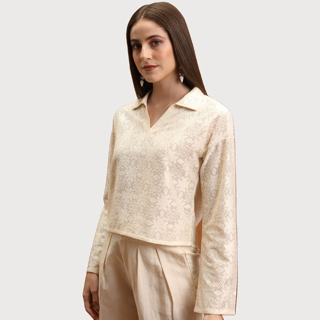 Buy Tokyo Talkies Women's Loose Drop Shoulder Crochet Crop Top
