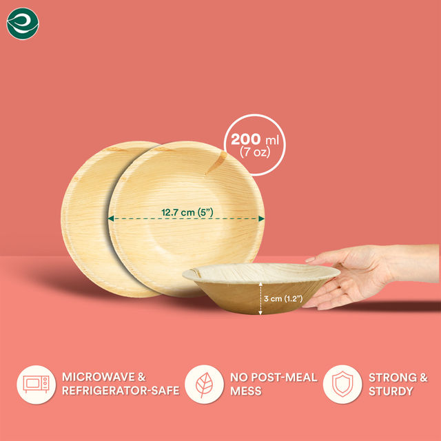 Eco Soul 200 ml Round | 10 Count | Palm Leaf Bowl