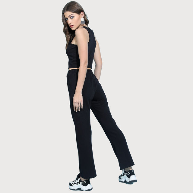 Buy Tokyo Talkies Women's Stylish Solid Top with Trouser | Black