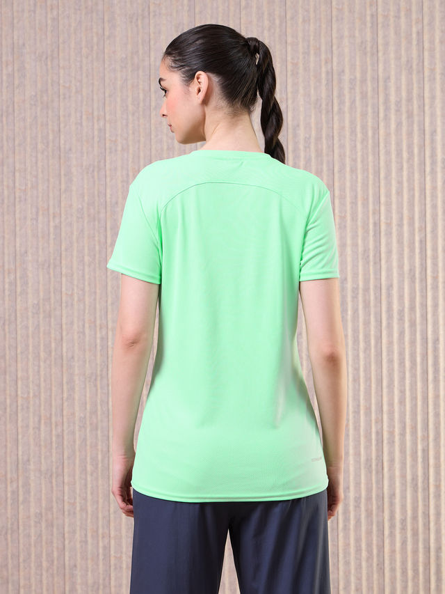 Technosport Women Solid Slim Fit Round Neck Sports T-shirt with Techno CooL Mint Green XL