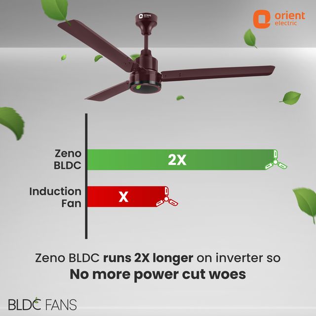 Orient Electric Zeno BLDC Ceiling Fan, 1200mm, Remote Control, BEE 5-star rated, Brown