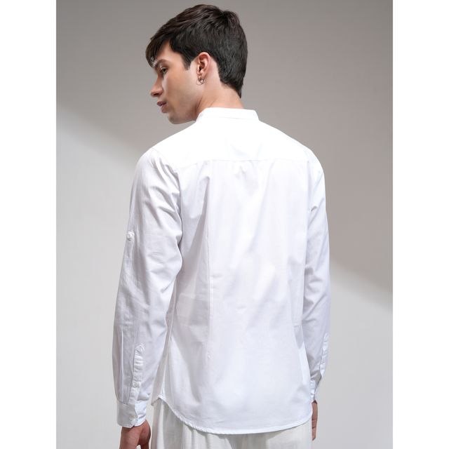 Highlander Men Slim Fit Solid Casual Shirt | White | XL