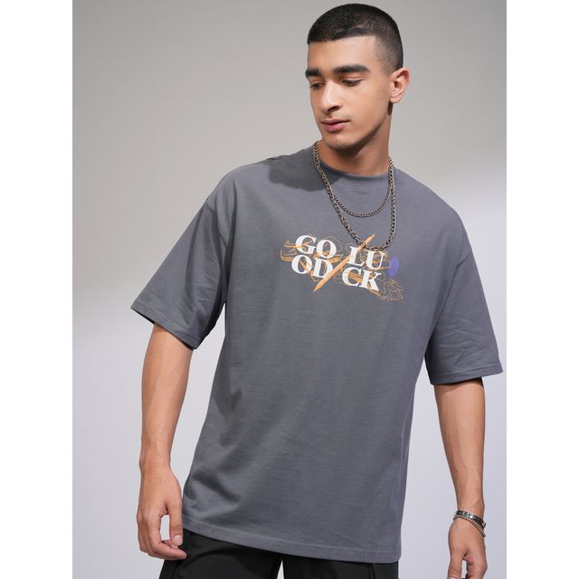 Highlander Men's Oversized Dropshoulder Round Neck T-shirt - Disney Mulan | Grey | M