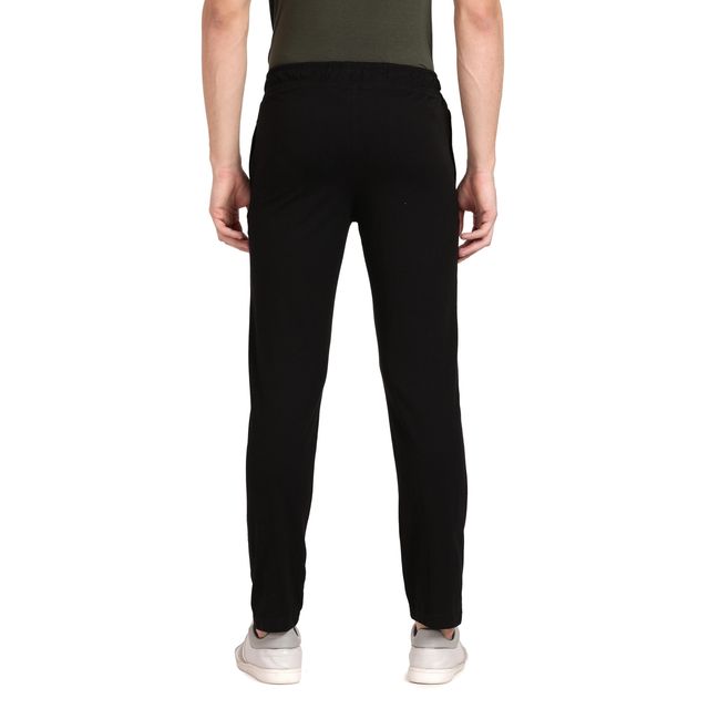 Pepe Jeans Men's Track Pant Cotton Rich Solid Mid-Rise Stretch Fabric Absorbent | Black - L