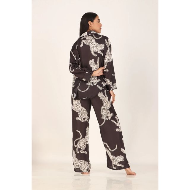Masha Women's Cheetah Black Oversized Pajamas | Set | S