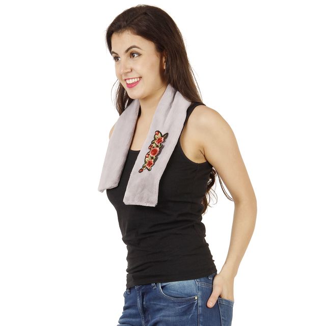 Fabseasons Women's Faux Fur Scarf | Grey - Free Size