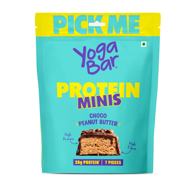 Yogabar Protein Mini, Choco Peanut Butter, High Protein and Fibre, Pack of 7