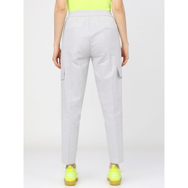 Tokyo Talkies Women's Straight Fit Cargos Trouser | White - 28