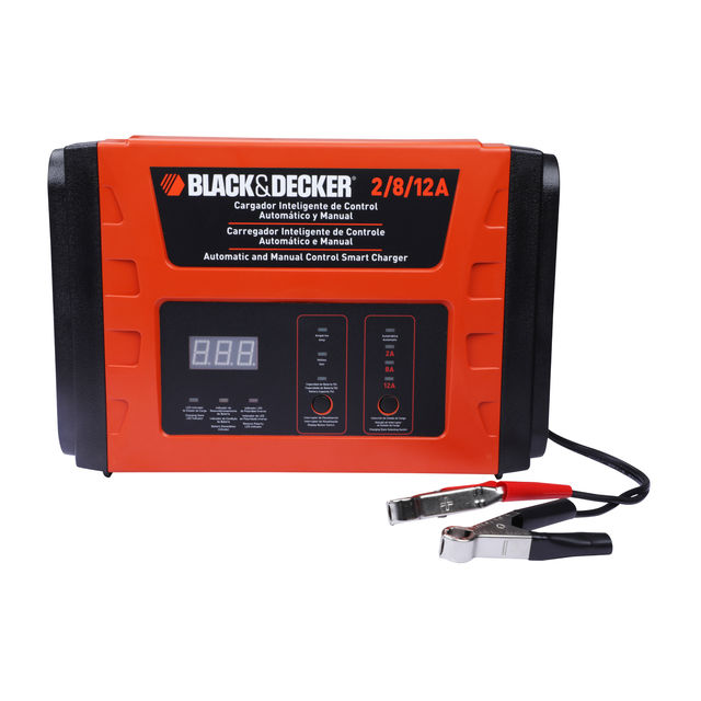 BLACK+DECKER BC12-B2 12.8V 2/8/12 Amp 3-Speed Automatic Battery Charger & Manual Control, Orange