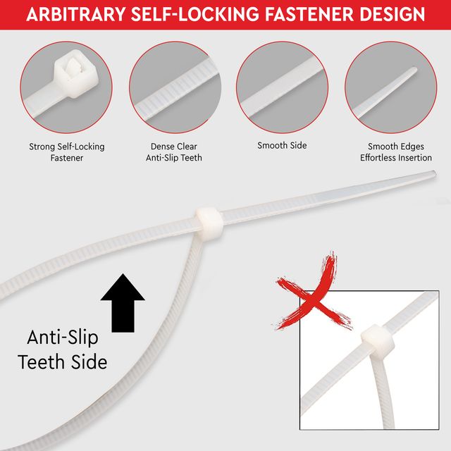 Robustt Cableties - 400 mm x 4.8mm | White | 100 Pcs