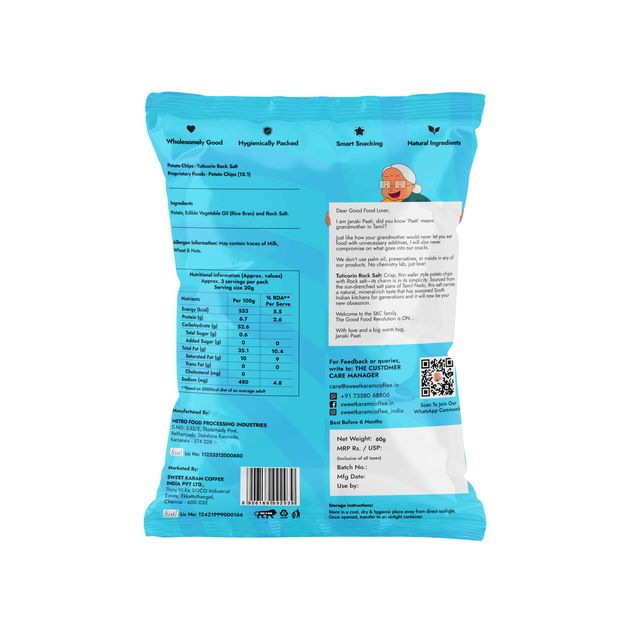 Sweet Karam Coffee Tuticorin Rock Salt Potato Chips - No Palm Oil (60g) & Sweet Karam Coffee Kerala Nendran Banana Chips (65g) Combo