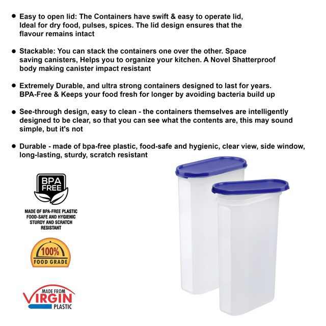 Cutting EDGE 3000 ml Modular Storage Containers Microwave safe , BPA free -Set of 2 ,Dark Blue