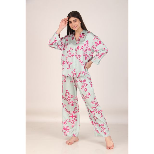 Masha Women's Leaves Pink Oversized Pajamas | Set | XL