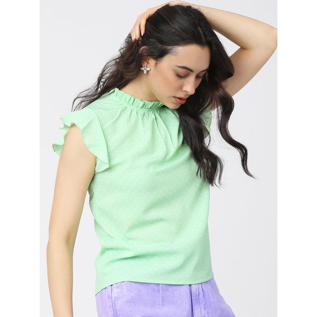 Tokyo Talkies Women's Casual Regular Sleeves Printed Women Top | Green - XL