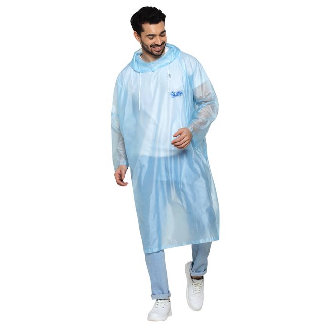 Fendo Ruby Poncho Unisex Waterproof Pvc Unisex Transparent Overcoat | Freesize Raincoat | Blue