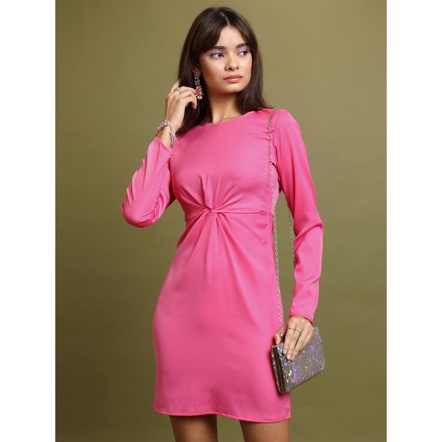 Tokyo Talkies Women's Twist Front Sheath Dress | Pink - L