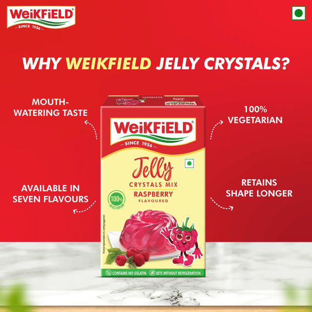 Weikfield Jelly Crystals Raspberry Flavour Carton 90 g Combo
