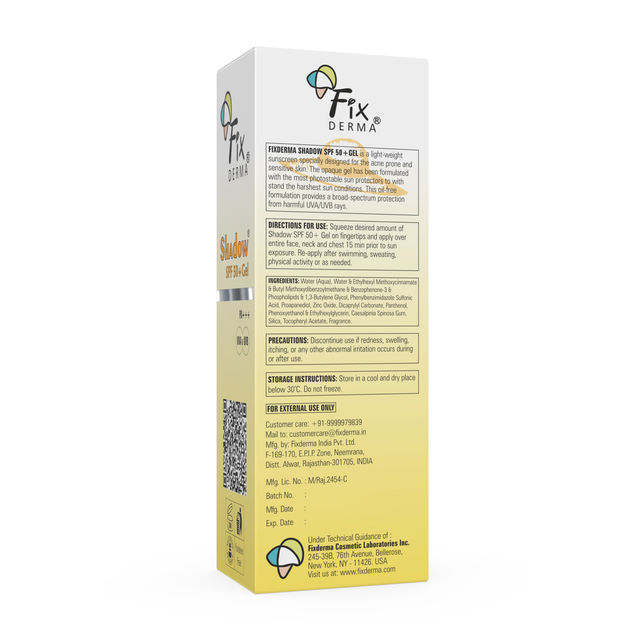 Fixderma Shadow SPF 50+ Gel Sunscreen for Oily Skin | Lightweight Protection