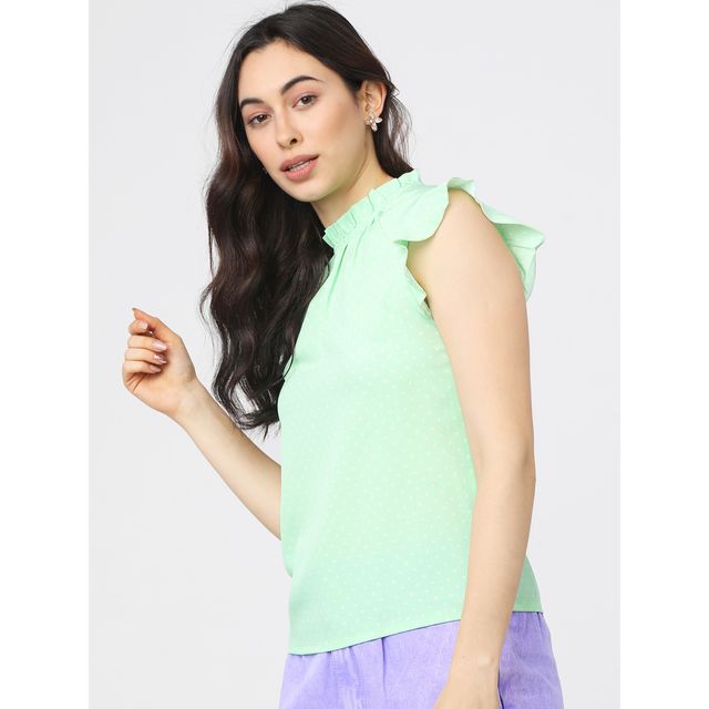 Tokyo Talkies Women's Casual Regular Sleeves Printed Women Top | Green - XL