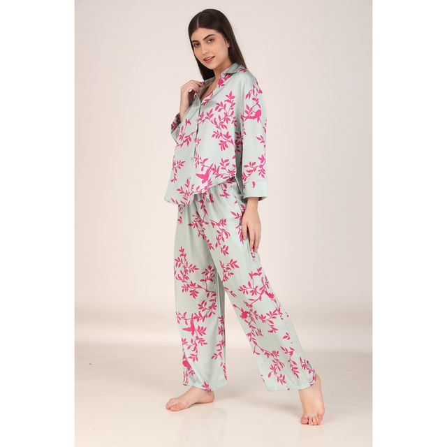 Masha Women's Leaves Pink Oversized Pajamas | Set | XL