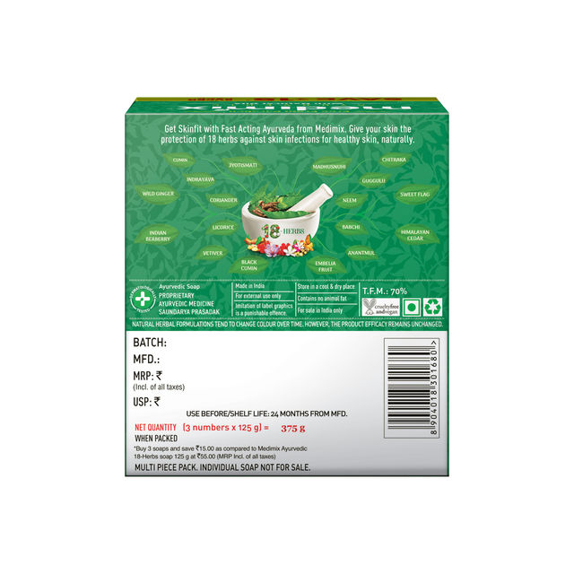 Medimix Ayurvedic 18 herbs with Natural Oils Pack of 4