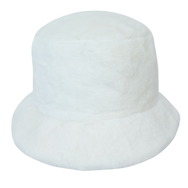 Fabseasons Women's Faux Fur Bucket Hat | White - Free Size