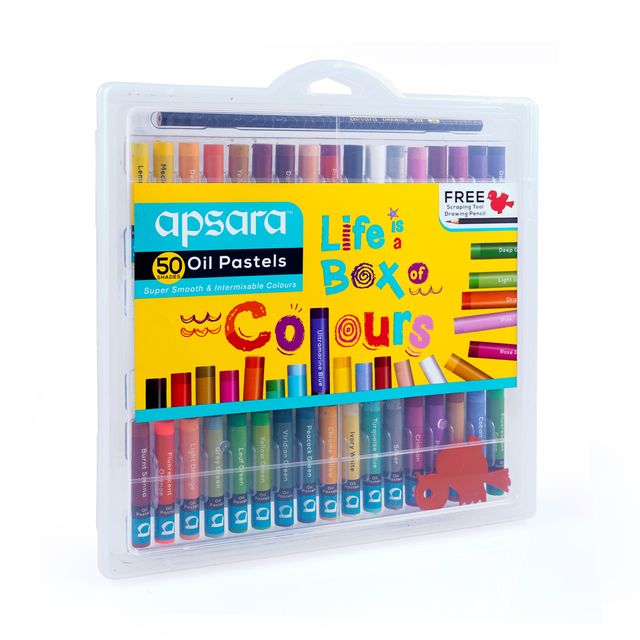 Apsara Oil Pastels 50 Shades - Plastic Box