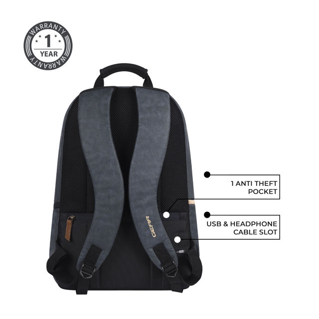 Buy Gear Unisex Solid Faux Leather 20 L Laptop Backpack | Navy and