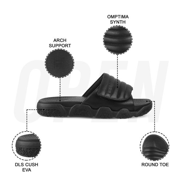 Fila Forida Sliders For Men And Women | Black | (Size- 9)
