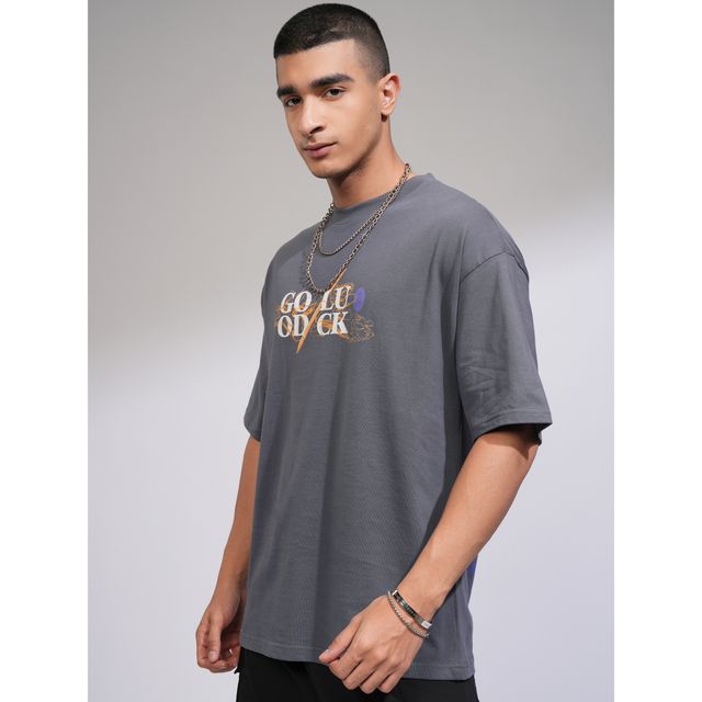 Highlander Men's Oversized Dropshoulder Round Neck T-shirt - Disney Mulan | Grey | M