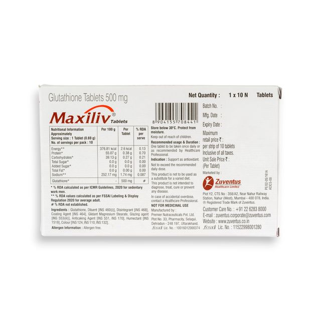 Maxiliv Glutathione Tablet