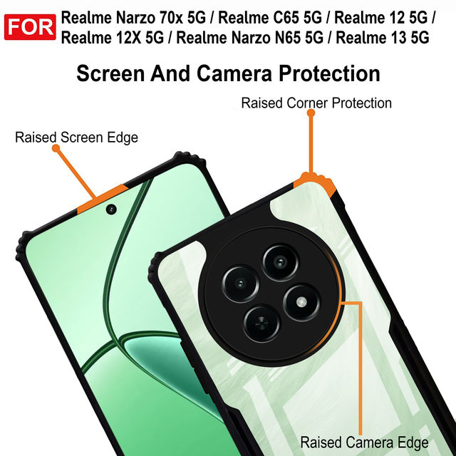Zapcase Back Cover for Realme Narzo 70x 5G | Matte-Black