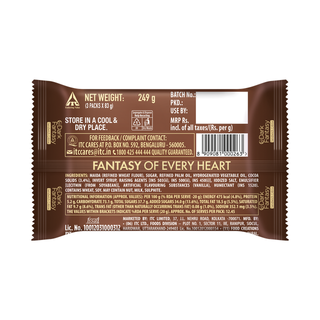 Sunfeast Dark Fantasy Crème | Made With Real Chocolate 249 g Combo