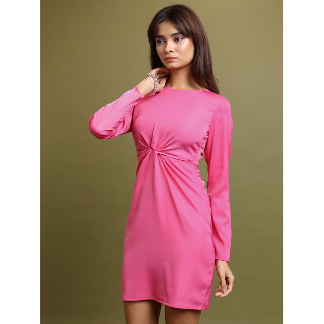 Tokyo Talkies Women's Twist Front Sheath Dress | Pink - L