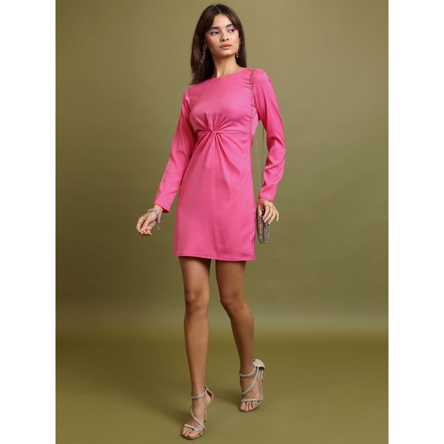 Tokyo Talkies Women's Twist Front Sheath Dress | Pink - L