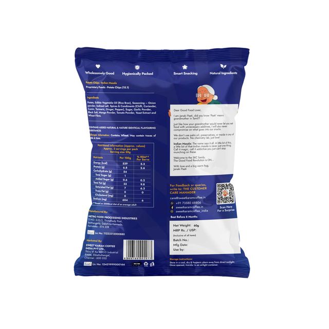 Sweet Karam Coffee Indian Masala Potato Chips - No Palm Oil