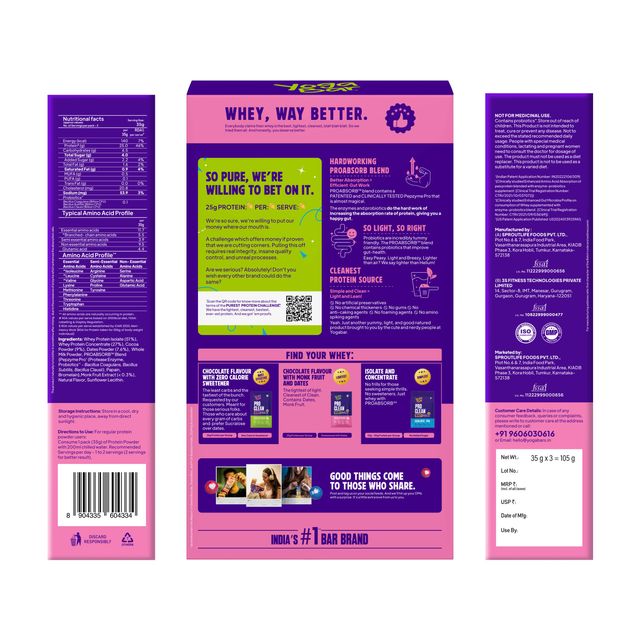 Yogabar Whey Protein - Wpi + Wpc Dark Chocolate Flavour Whey Protein With Dates & Monk Fruit