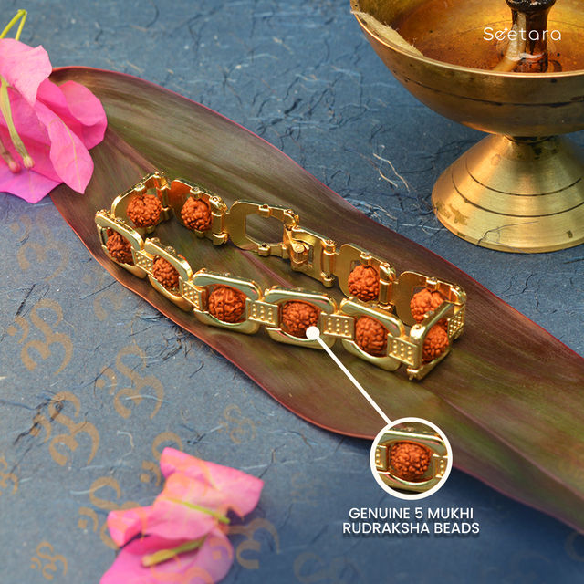 Seetara Modern Rudraksha Bracelet with Gold Plating