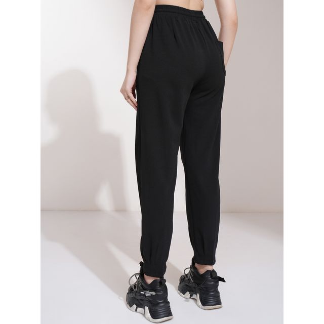 Tokyo Talkies Women's Solid Straight Fit Jogger Pants | Black - 28