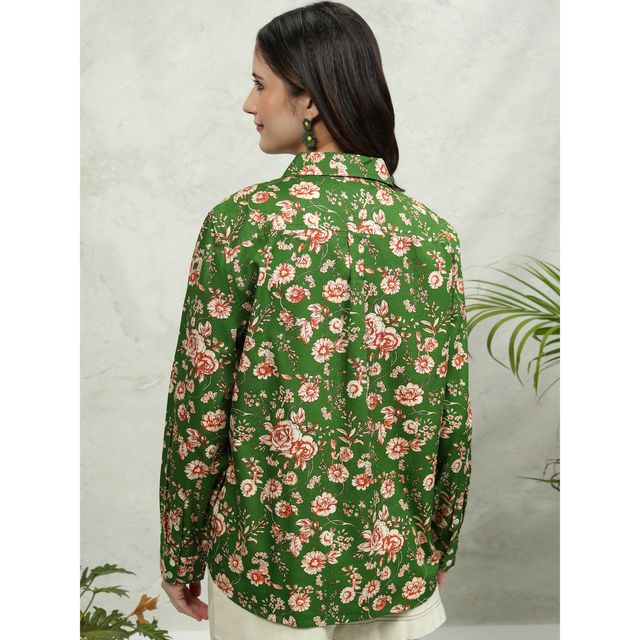 Tokyo Talkies Women's Floral Printed Button Down Shirt | Multicolour - XL