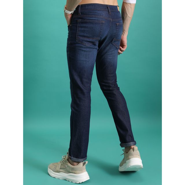Highlander Men's Straight Fit Clean Look Light Fade Stretchable Jeans | Blue - 30