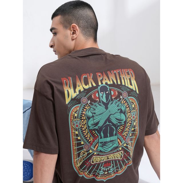 Highlander Men's Oversized Dropshoulder Round Neck T-shirt - Marvel | Brown | L