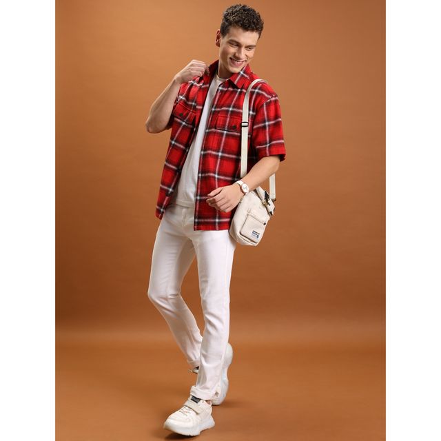 Highlander Men's Straight Fit Mid-Rise Light Shade Clean Look Stretchable Jeans | White - 30